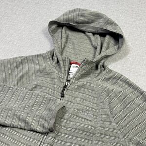 The North Face Fleece Hoodie Womens Medium Gray Striped Full Zip Hooded Logo